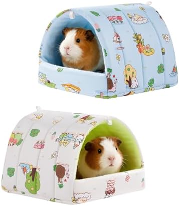 2 PCS Guinea Pig Hideout Guinea Pig House Guinea Pig Bed, Washable Hamster House Small Animal Cage Accessories for Mouse Chinchillas Hamsters Hedgehogs Ferrets Bearded Dragons and Rats