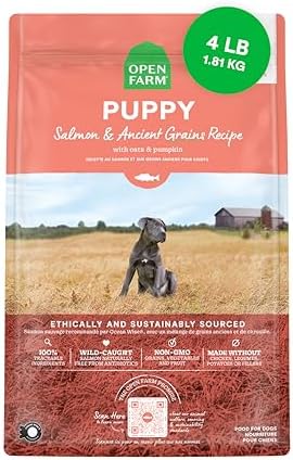 Open Farm Ancient Grains Dry Puppy Food, Wild Caught Salmon Kibble, 4lb Bag