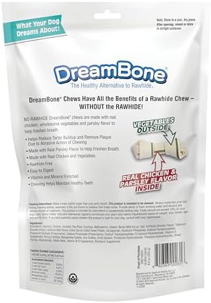 DreamBone Dental Mini Bones Rawhide-Free Dog Treats, 16 Count