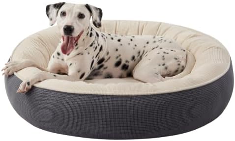 36 inches Soft Touch Fleece Donut Dog Bed for Large Dogs,Dark Grey