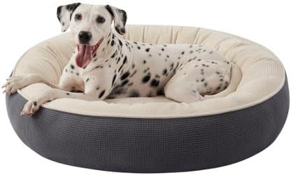 36 inches Soft Touch Fleece Donut Dog Bed for Large Dogs,Dark Grey