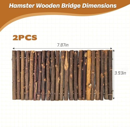 PIVBY Hamster Bridge Wooden Mouse Ladder Natural Rat Chew Rodents Toys for Chinchillas Guinea Pigs Hamster Mouse Rat Small Animal (2Pack)
