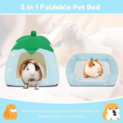BWOGUE Guinea Pig Bed Hideout, Washable Hamster Cave for Small Animals