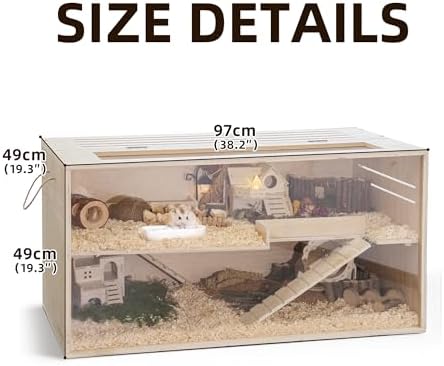 Pine Small Animals Houses&Habitats Chewproof, 40" Pine Guinea Pig Cage Hamster Cage for Small Animals (40" Large, Normal)