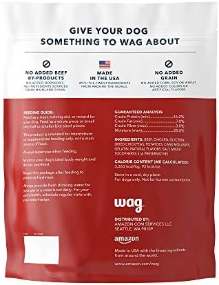 Amazon Brand - Wag Soft & Tender American Jerky Dog Treats – Beef Recipe (12 oz)