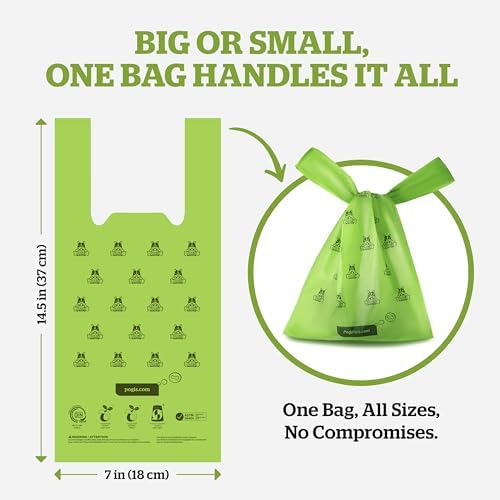 Pogi's Compostable Poop Bags with Easy-Tie Handles – Leak-Proof, Extra-Large, Made with Plants (Single Roll, 120-Count)