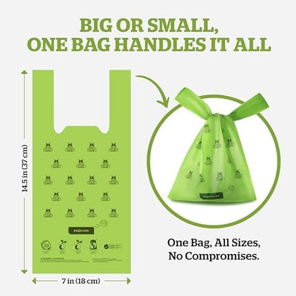 Pogi's Compostable Poop Bags with Easy-Tie Handles – Leak-Proof, Extra-Large, Made with Plants (Single Roll, 120-Count)