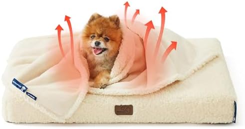 Bedsure Self Warming Dog Blankets for Small Dogs Waterproof - 25"X35" White