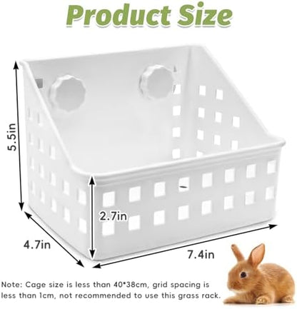 PINVNBY Hay Feeder for Rabbits, Less Wasted Hay Rack Manger, Hanging Guinea Pig Rabbit Hay Holder for Bunny, Chinchilla, Guinea Pig, Plastic Food Bowl Use for Grass & Food (Small Size)