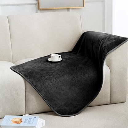gogobunny Waterproof Pet Blanket for Small Dogs and Cats, Reversible Sherpa Fleece Soft Plush Throw for Couch Protection, Washable Furniture Protector (Black, 30x40 inches)