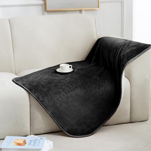 gogobunny Waterproof Pet Blanket for Small Dogs and Cats, Reversible Sherpa Fleece Soft Plush Throw for Couch Protection, Washable Furniture Protector (Black, 30x40 inches)