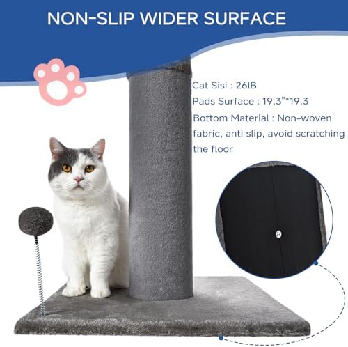 Cat Craft 41" Tall Short Plush Cat Scratching Post for Indoor Cats, Gray
