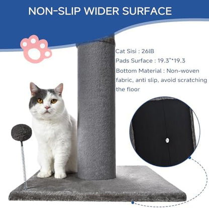 Cat Craft 41" Tall Short Plush Cat Scratching Post for Indoor Cats, Gray