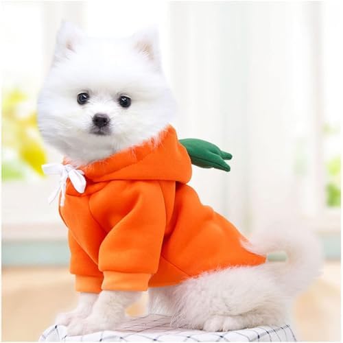 Warm Dog Winter Clothes Cute Fruit Dog Coat Hoodies Fleece Pet Dogs Costume Jacket for French Bulldog Chihuahua Ropa para Perro(Orange,XL)