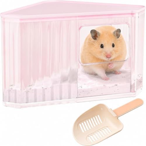 Hamster Sand Bath Container, Large Dust Bath House with Scoop, Pink
