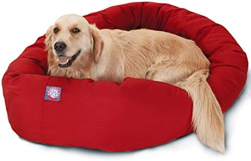 Majestic Pet Bagel Calming Dog Bed, 40 Inch Large, Round, Washable, Red
