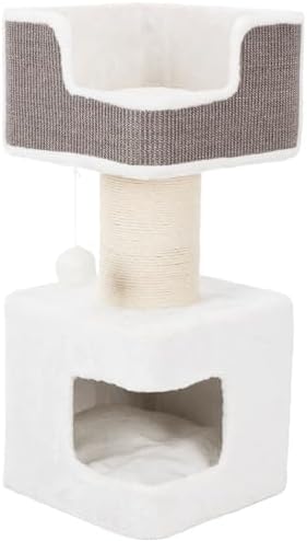 Trixie Ava Cat Tree – Cat Tower with Condo & Thick Scratching Post, Includes Removable Cushions – Indoor Cat Furniture for Scratching & Climbing – Gray, 16.5" x 16.5" x 33.9"