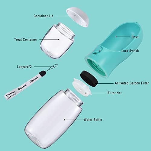 Cibaabo Dog Water Bottle Portable with Food Container & Filter for Travel