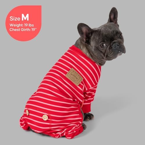 KYEESE Striped Dog Pajamas for Small Dogs Thermal Fleece Onesie Daily Wear