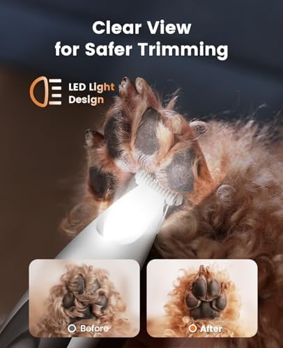 oneisall Low-Noise Dog Paw Trimmer with LED Light