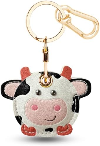 Leather Keychain Holder Case for AirTag, Cute Protective Cover for Apple Airtag KeyChain, GPS Tracker Item Finder