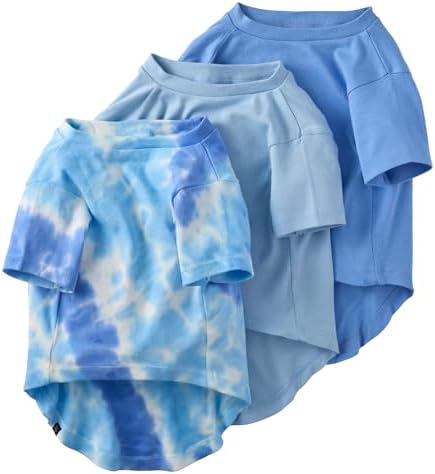 Pet Passion Toby II Dog T-Shirt, 3 Pack, Blue Tie Dye, Large