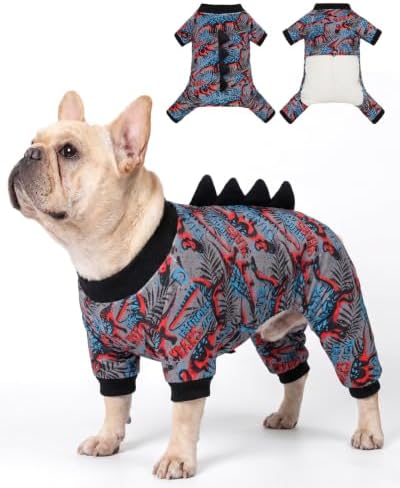 CuteBone Dinosaur Costume Dog Pajamas, Stretchy Spandex Crystal Velvet Sleepwear Coat for Small Dogs, Soft & Warm Pet Outfit Clothes for Cold Weather, Cozy Pullover Design COSP20XS