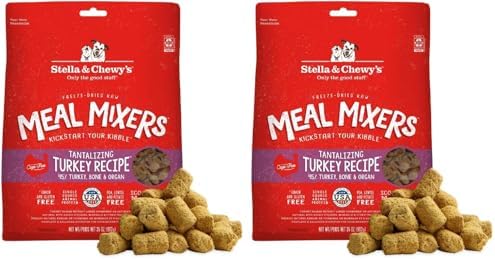 Stella & Chewy's Freeze-Dried Raw Tantalizing Turkey Meal Mixers- Dog Food Topper and Mixer - Made with 95% Cage-Free Turkey, Organs & Bone - Perfect for Picky Eaters - Grain-Free - 35 oz (Pack of 2)