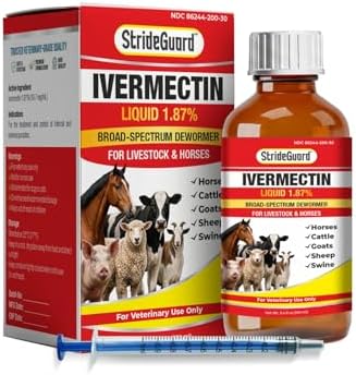 Dewormer for Horse, Dewormer for Goat and Cattle & More, Ivermectin Liquid for All Wormers, Tapeworms, Roundworms & Hookworms