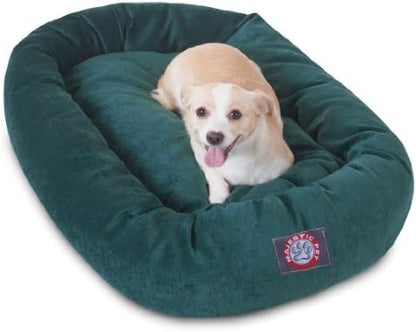 Majestic Pet Micro Velvet Dog Bed, 32 Inch Medium, Round, Washable, Marine