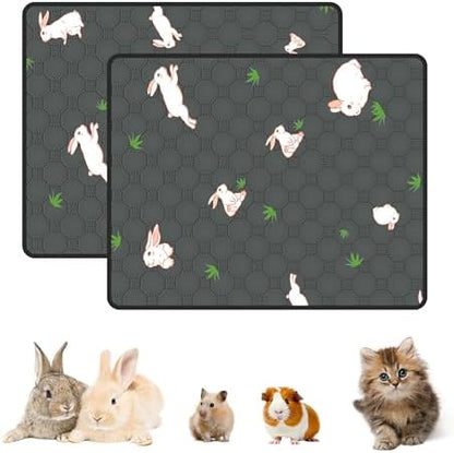 2-Pack Guinea Pig Cage Liner, 18in x 24in Fast Absorption Washable Bedding Pee Pads for Dogs Puppy Rabbit Small Animal Cage Mat, Leakproof & Non-Slip