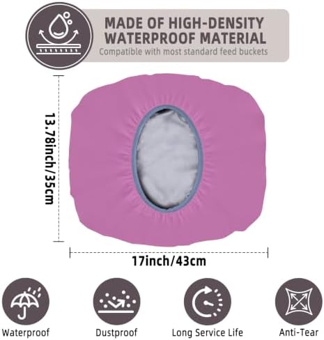 2-5 Gallon Horse Bucket Cover, Waterproof Horse Feed Bucket Cover, Lightweight and Easy to Use (Excluding Bucket, Magenta)