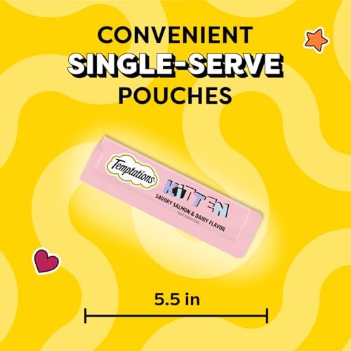 Temptations Lickable Puree Kitten Cat Treats, Salmon & Dairy, 4 Count, 11pk