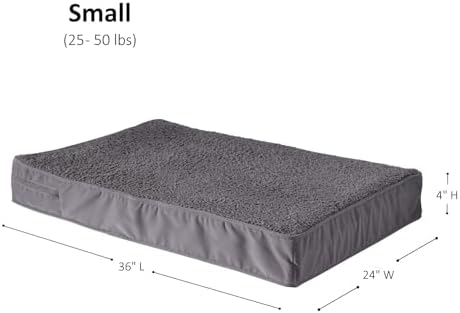 Happy Hounds Oscar Rectangle Orthopedic Foam Sherpa Dog Bed, Small (36 x 24 in.), Pewter