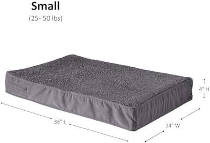 Happy Hounds Oscar Rectangle Orthopedic Foam Sherpa Dog Bed, Small (36 x 24 in.), Pewter
