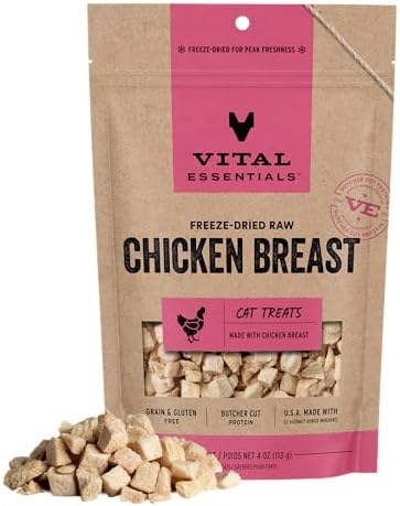 Vital Essentials Freeze Dried Cat Treats, Chicken Breast, 4 oz Bag