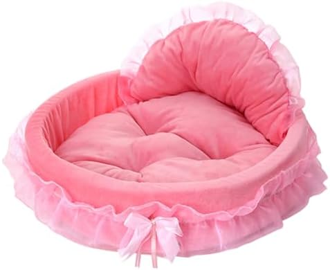 Pink Dog Bed Washable Princess Cat Couch Soft Plush Pet Sofa Nest Mat Snuggle Kitten Puppy Cave Beds Cute Cozy Kitten Doggy Kennel Cushion Small Medium Dogs Cats Sleeping Pad (S, Pink)