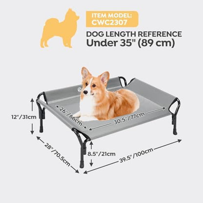 Veehoo Cooling Elevated Dog Bed, Raised Dog Cot with Guardrail & Headrest