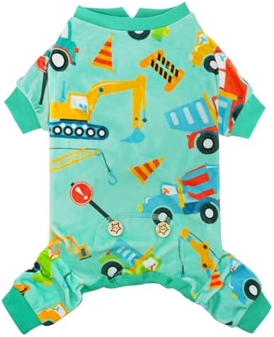 KYEESE Velvet Dog Pajamas for Small Dogs Soft Onesie Shirt, Vehicles