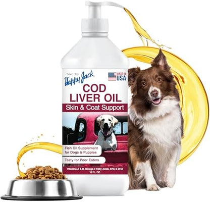 HAPPY JACK Cod Liver Fish Oil for Dogs, 16 oz