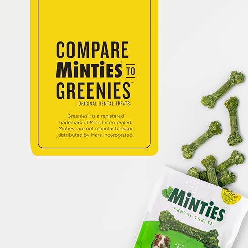 Minties Dental Chews for Dogs, 36 Count, Vet-Recommended Mint-Flavored Dog Treats for Large Breeds Over 50 lbs, Dental Bones Clean Teeth, Fight Bad Breath, Removes Plaque and Tartar