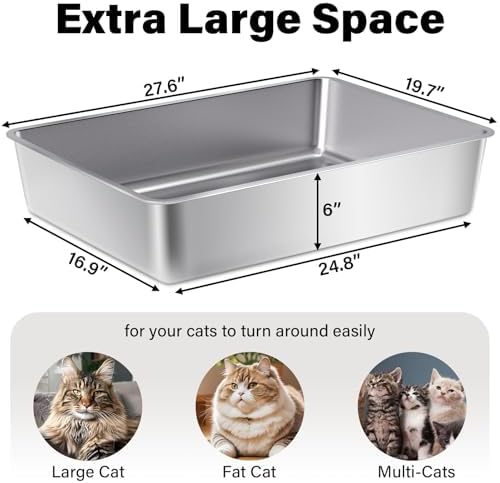 Stainless Steel Litter Box Extra Large, XXXL Metal Litter Boxes