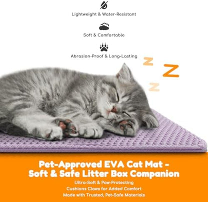 Cat Litter Mat 47"x27",Double Layer EVA Litterbox Mat Purple
