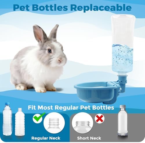 VANNON Anti-Splash Pet Water Bowl for Crates, 23oz Gravity Dispenser, Blue