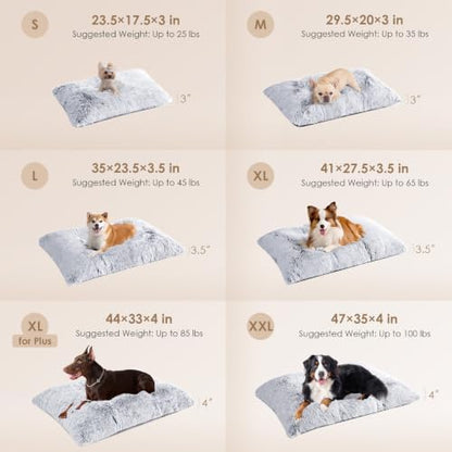 EHEYCIGA Fluffy Dog Crate Bed for Small Dogs, Plush Crate Pad, Grey