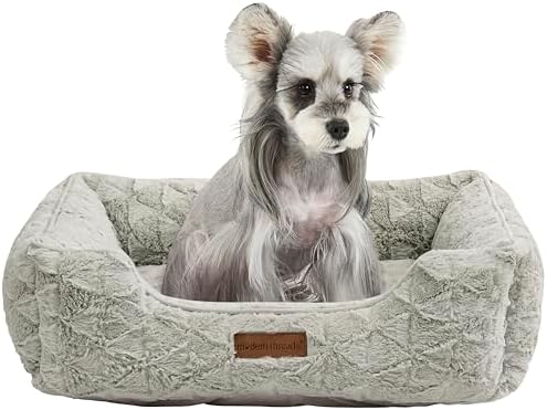 Modern Threads Ultra Soft Plush Pet Bed for Medium Dogs with Elegant Texture and Stylish Design, Removable Washable Cover, Grey, (28" L x 21" W x 9" Th)