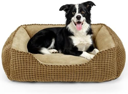MIXJOY Large Dog Bed for Large Medium Small Dogs, Rectangle Washable Orthopedic Dog Bed, Soft Calming Sleeping Puppy Bed Durable Pet Cuddler with Anti-Slip Bottom L(30"x24"x9")