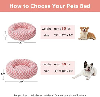 BFPETHOME Large Washable Cozy Donut Dog Beds for Dogs