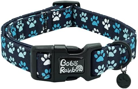 Dog Collar-Cute Footprint Adjustable Pet Collars Soft Comfortable Cotton Puppy Collar Durable Gift for Large Dogs