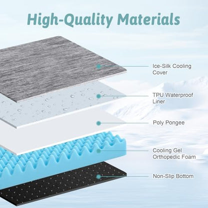 COZY KISS Cooling Orthopedic Dog Bed, Q-Max>0.5, Waterproof Lining, 36x27in